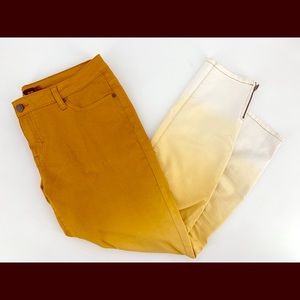 Prana 12/31 Crop Ombre Jeans Mustard White